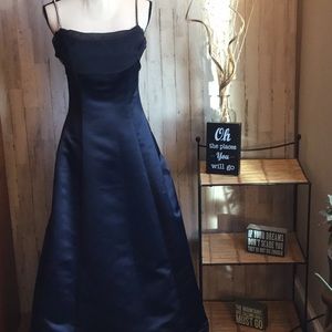 Elegant! Navy blue with rhinestone shoulder straps